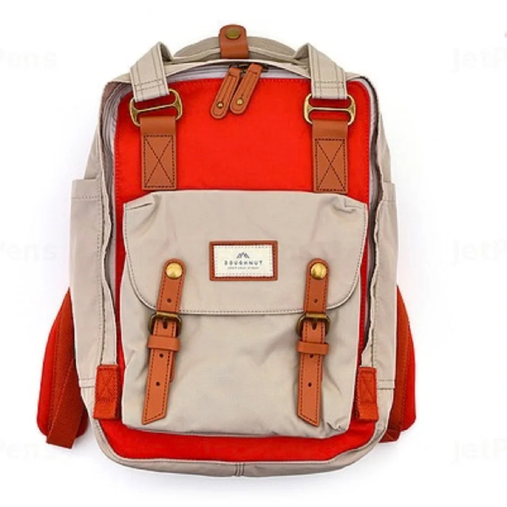 Doughnut Macaroon Backpack Pumpkin Orange and Ivory Adjustable Adventure Outdoor